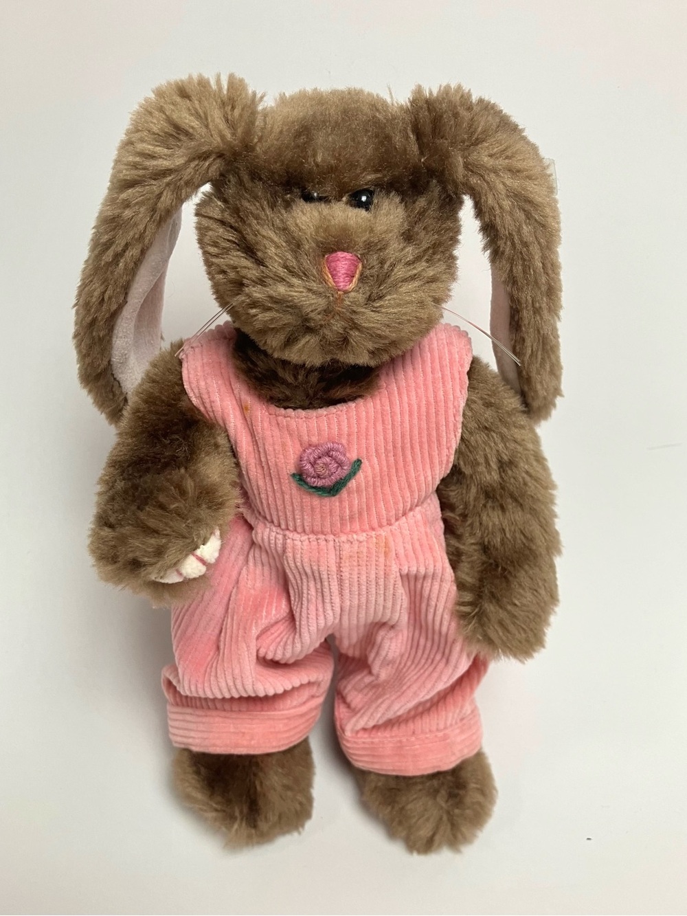 Vintage 1993 Ty Attic Treasures Rose Jointed Bunny Rabbit Overalls